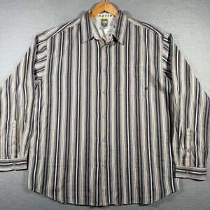 The North Face Amalgam Flannel Long Sleeve Shirt Mens XXL Beige Stripe Button Up